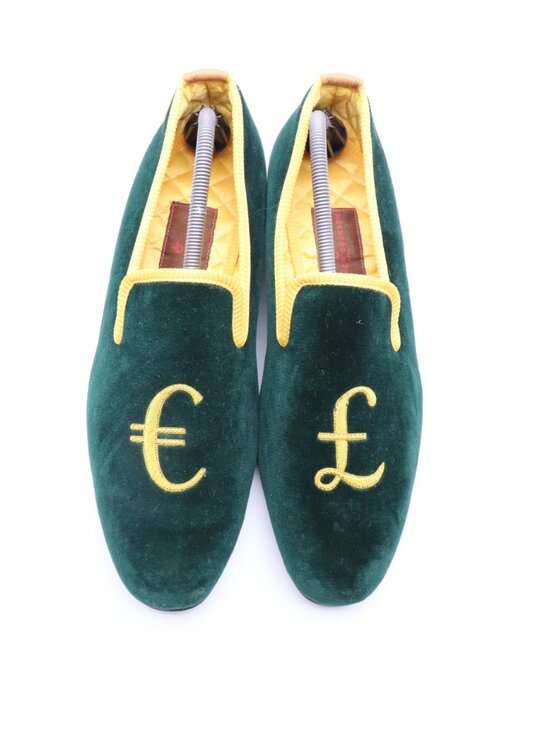 Mathew Cookson Loafer Men\'s UK 11 US 12 Green Velvet Slip On Venetian Loafers main image 4